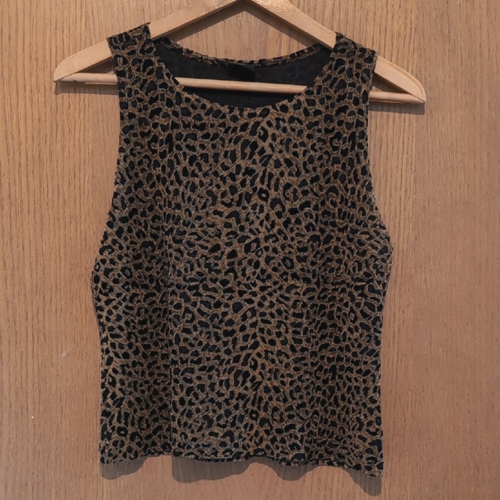 Vintage Leopard Print Sleeveless Crop Top